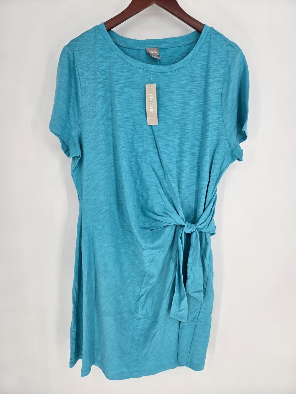 Chico's Blue Shirt Sneaker Dress New NWT Cotton Modal Slub Knit Size 3 (US XL)